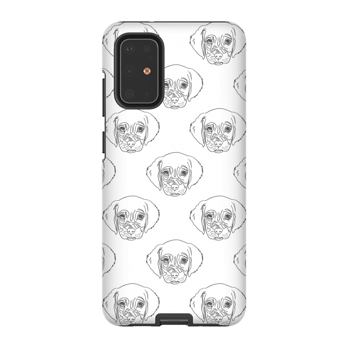 Galaxy S20 Plus StrongFit Cute Gray Puppy Dog Hand Drawn Strokes Pattern by InovArts