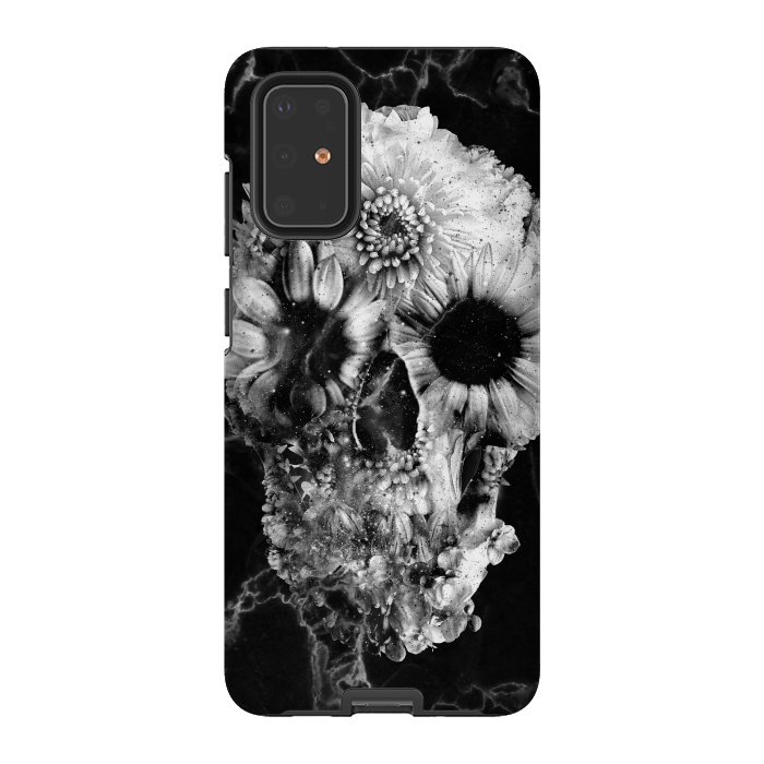 Galaxy S20 Plus StrongFit Floral Skull Marble by Ali Gulec