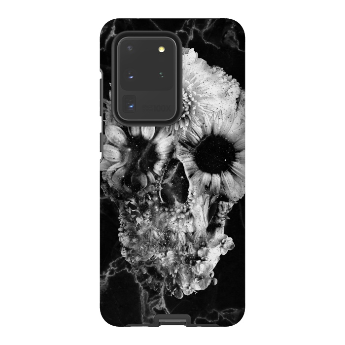 Galaxy S20 Ultra StrongFit Floral Skull Marble by Ali Gulec