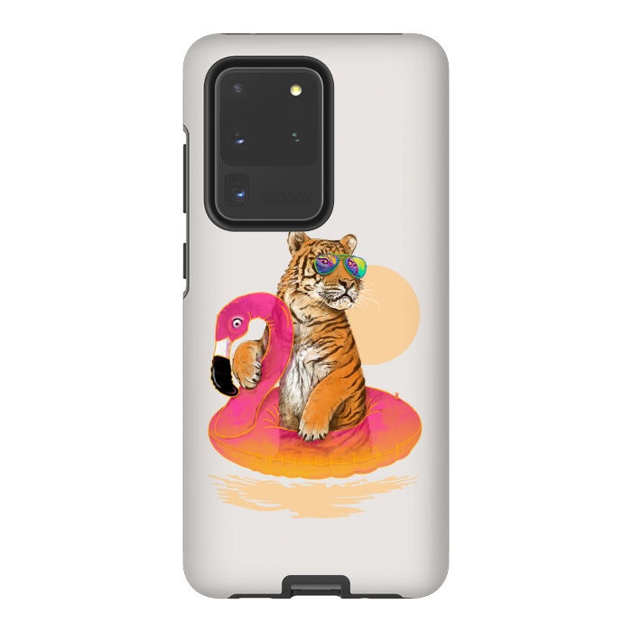Galaxy S20 Ultra StrongFit Chillin Flamingo Tiger by 38 Sunsets