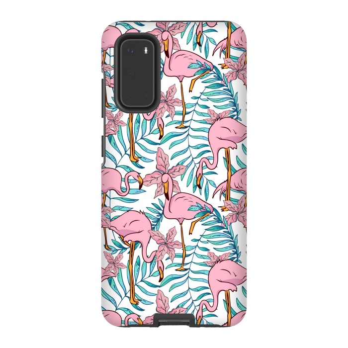 Galaxy S20 StrongFit Boho Flamingo by Uma Prabhakar Gokhale