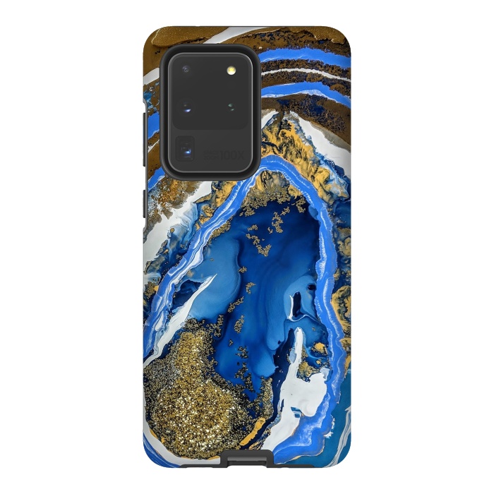 Galaxy S20 Ultra StrongFit Gold and blue geode  by Winston
