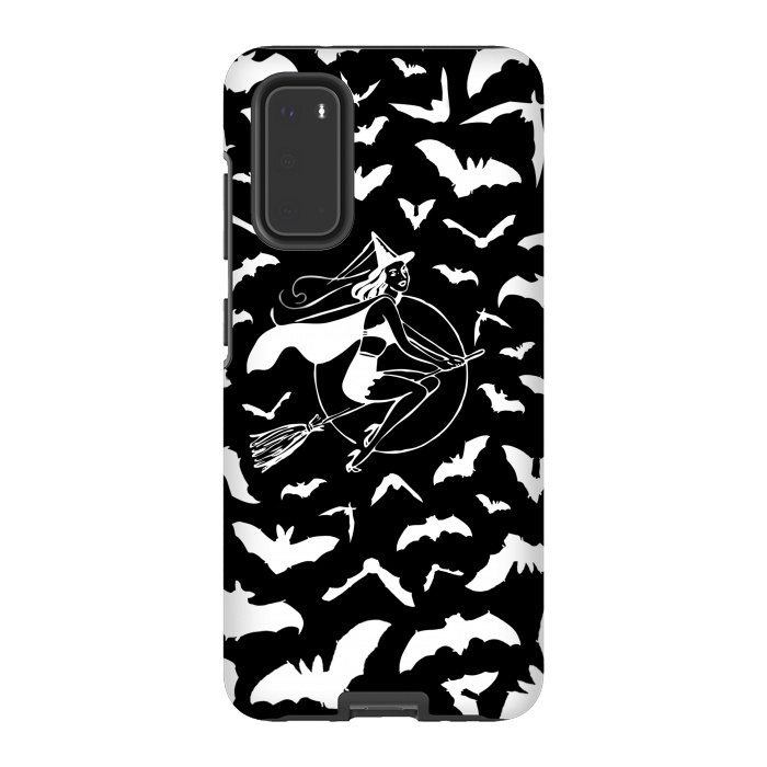 Galaxy S20 StrongFit Pin-up witch and flying bats pattern by Oana 