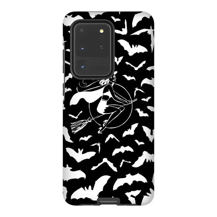 Galaxy S20 Ultra StrongFit Pin-up witch and flying bats pattern by Oana 