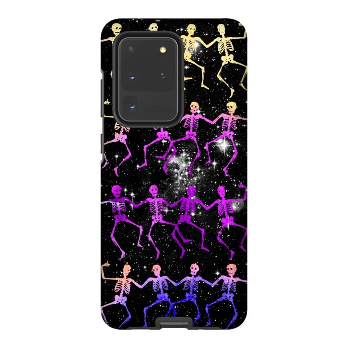 Galaxy S20 Ultra StrongFit Neon gradient dancing skeletons Halloween by Oana 