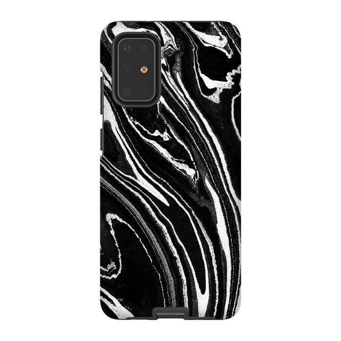 Galaxy S20 Plus StrongFit Dark minimal marble stripes art by Oana 