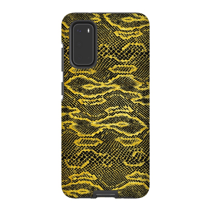 Galaxy S20 StrongFit Black and Gold Snake Skin I by Art Design Works