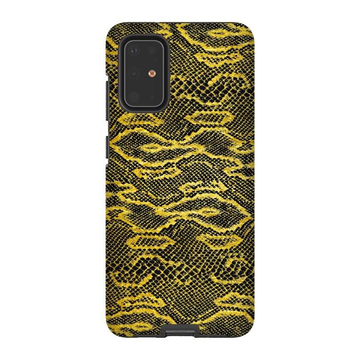 Galaxy S20 Plus StrongFit Black and Gold Snake Skin I by Art Design Works