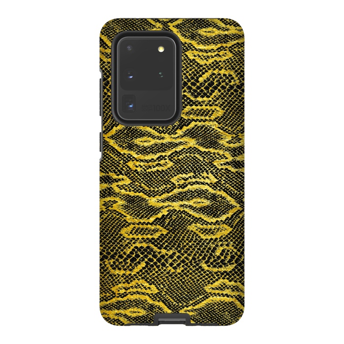 Galaxy S20 Ultra StrongFit Black and Gold Snake Skin I by Art Design Works