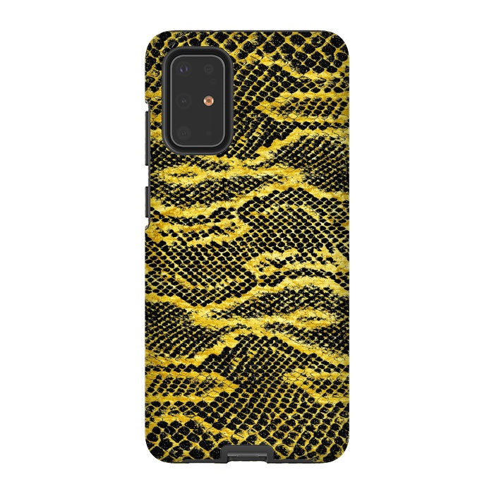 Galaxy S20 Plus StrongFit Black and Gold Snake Skin II by Art Design Works