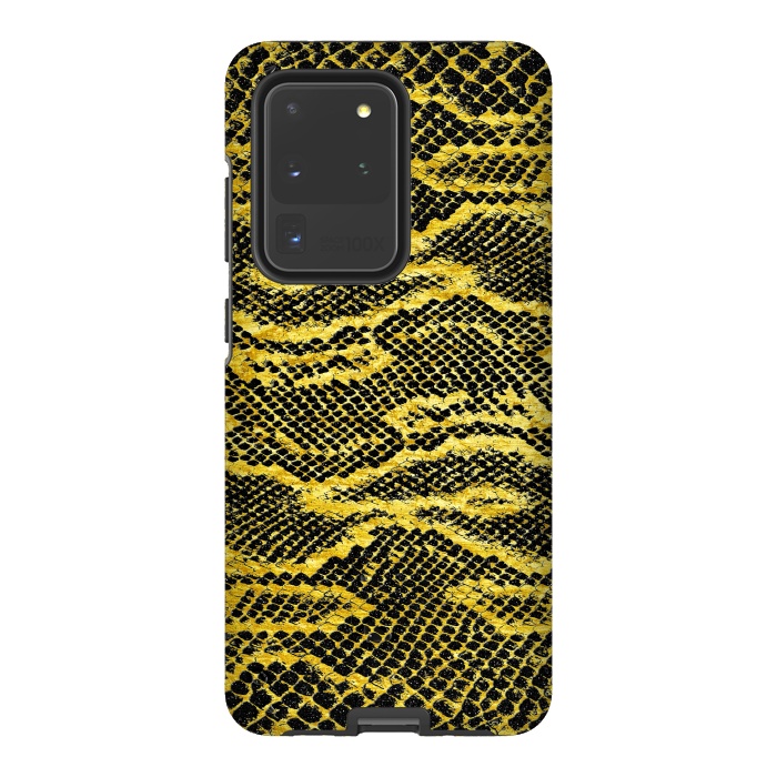 Galaxy S20 Ultra StrongFit Black and Gold Snake Skin II by Art Design Works