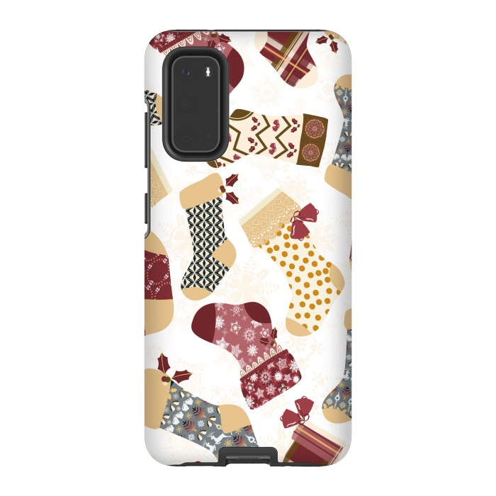 Galaxy S20 StrongFit Christmas Stockings in Red and Gray by Paula Ohreen