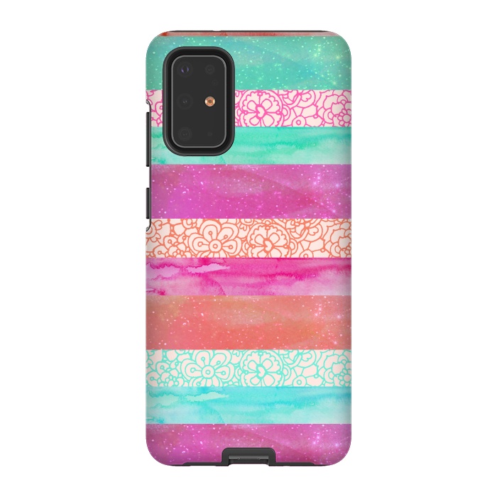Galaxy S20 Plus StrongFit Tropical Stripes by Tangerine-Tane