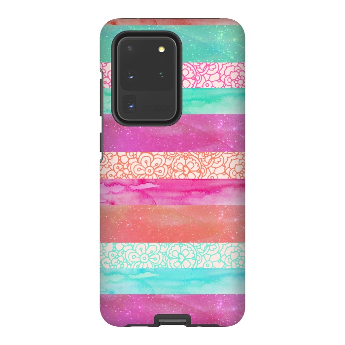 Galaxy S20 Ultra StrongFit Tropical Stripes by Tangerine-Tane