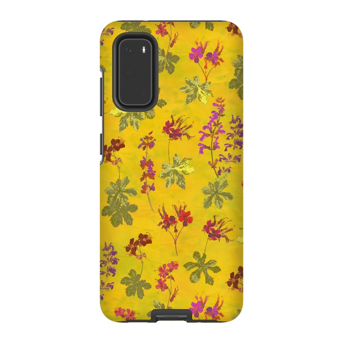 Galaxy S20 StrongFit Cottage Garden Floral Yellow by Lotti Brown