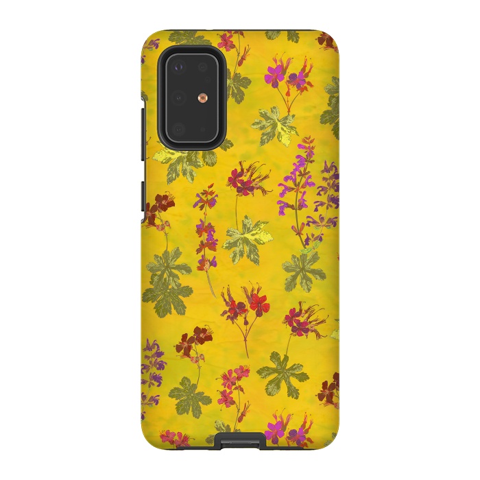 Galaxy S20 Plus StrongFit Cottage Garden Floral Yellow by Lotti Brown