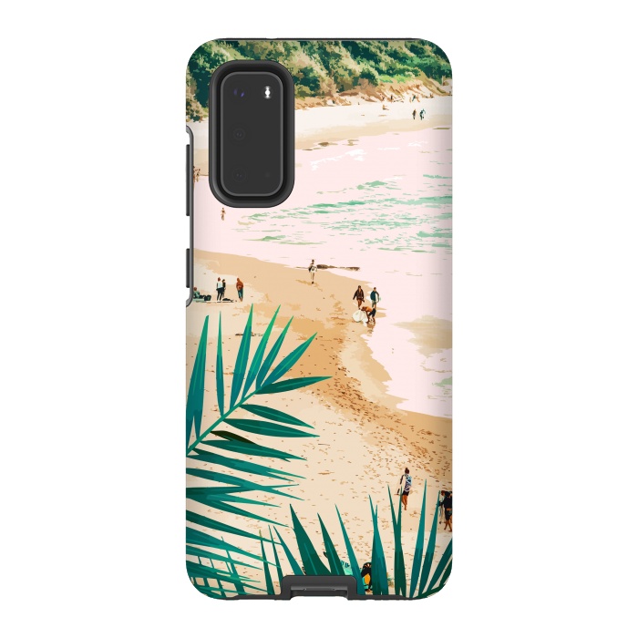 Galaxy S20 StrongFit Beach Weekend | Pastel Ocean Sea Tropical Travel | Scenic Sand Palm People Boho Vacation by Uma Prabhakar Gokhale