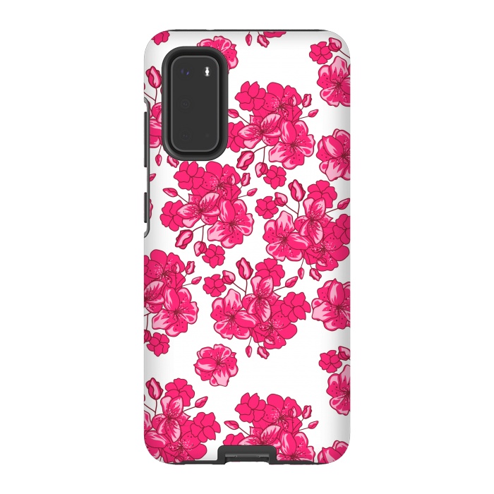 Galaxy S20 StrongFit pink floral print 2 by MALLIKA