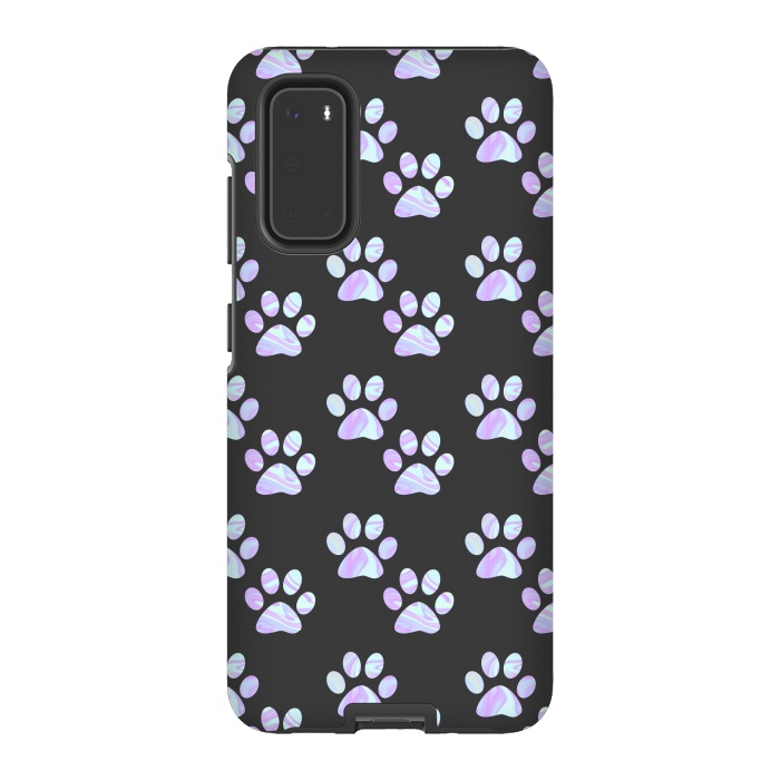 Galaxy S20 StrongFit Pastel Paw Prints Pattern by Julie Erin Designs