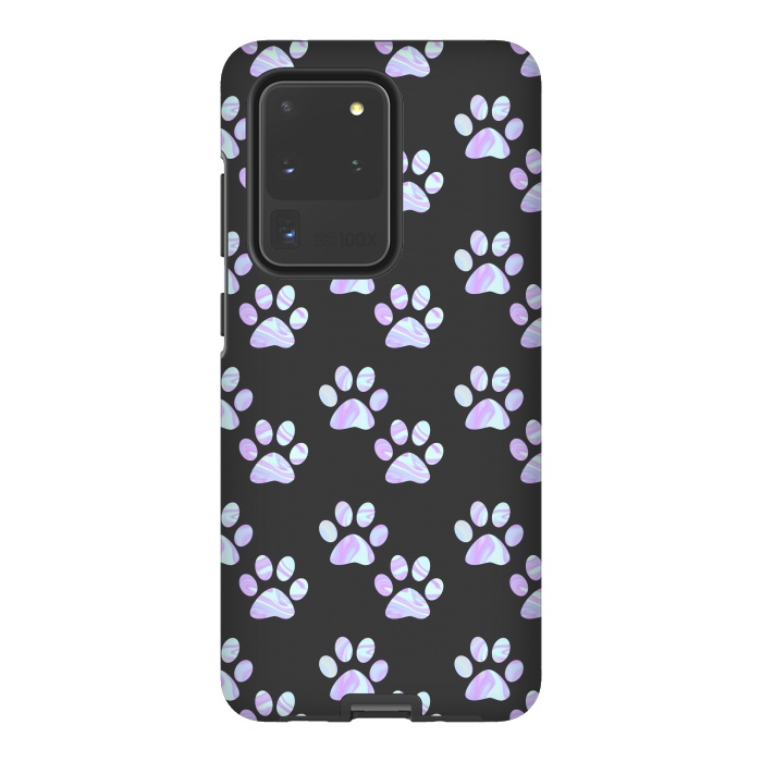 Galaxy S20 Ultra StrongFit Pastel Paw Prints Pattern by Julie Erin Designs