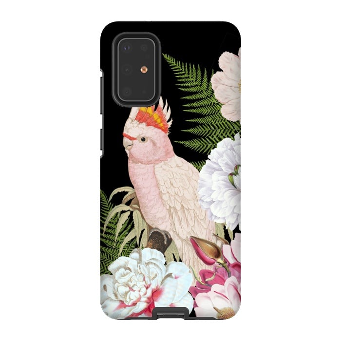 Galaxy S20 Plus StrongFit Vintage Cockatoo in Flower Jungle by  Utart
