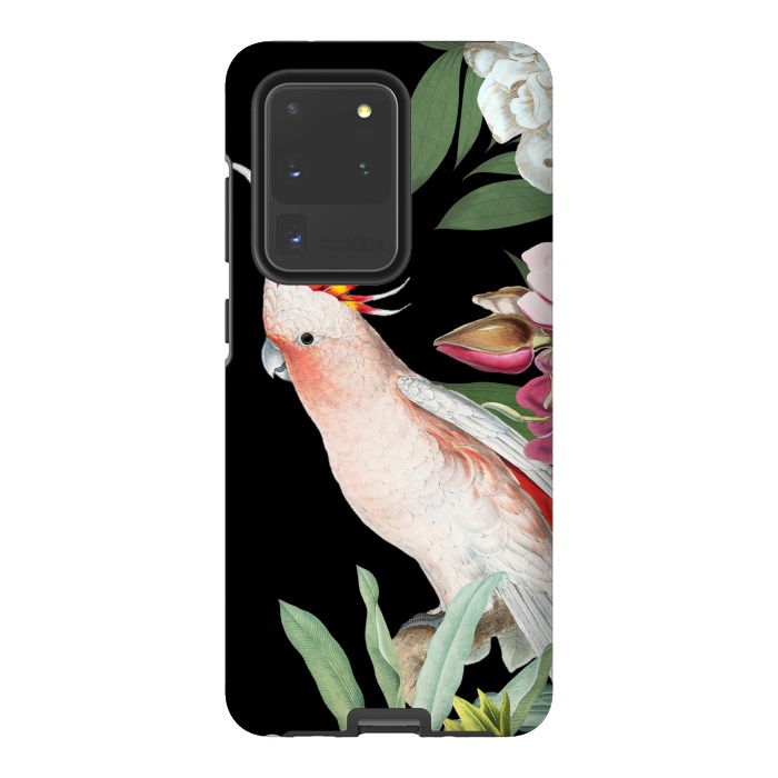Galaxy S20 Ultra StrongFit Vintage Pink Cockatoo with Tropical Flowers by  Utart