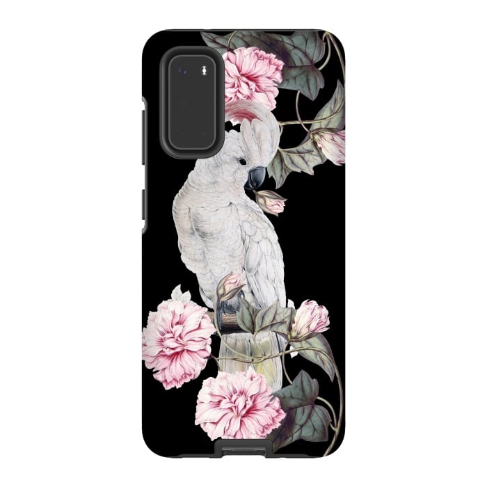 Galaxy S20 StrongFit Nostalgic White Cockatoo With Pink Flowers by  Utart