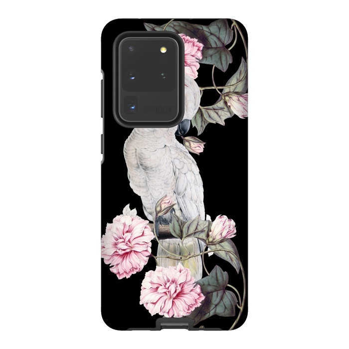 Galaxy S20 Ultra StrongFit Nostalgic White Cockatoo With Pink Flowers by  Utart
