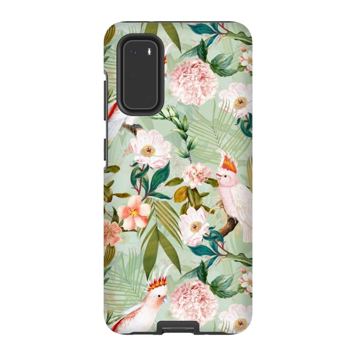 Galaxy S20 StrongFit Vintage Cockatoos Flowers Jungle by  Utart