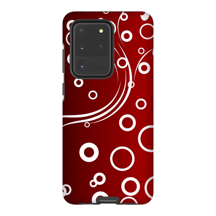 Galaxy S20 Ultra StrongFit White Abstracts on Red by Texnotropio