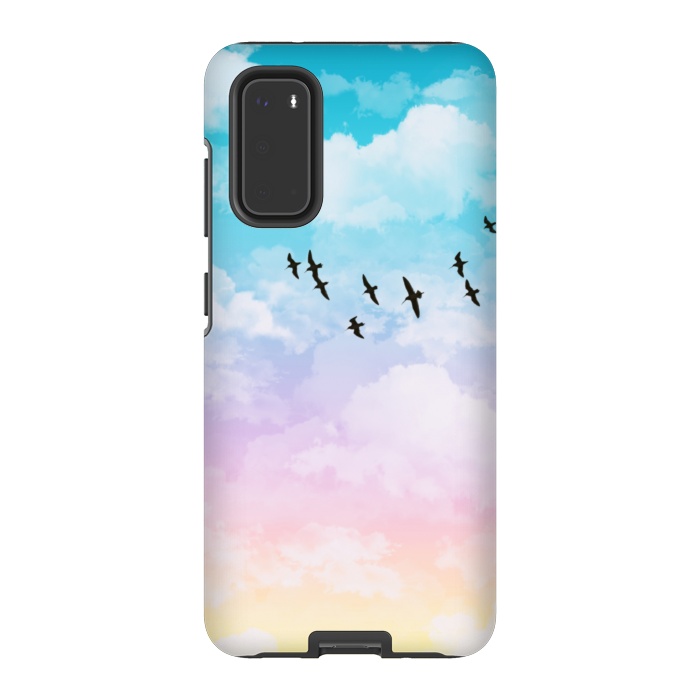 Galaxy S20 StrongFit Pastel Clouds with Birds by Julie Erin Designs