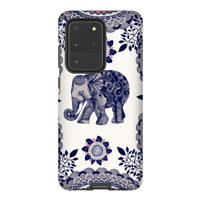 Galaxy S20 Ultra StrongFit Floral Elephant by Rose Halsey