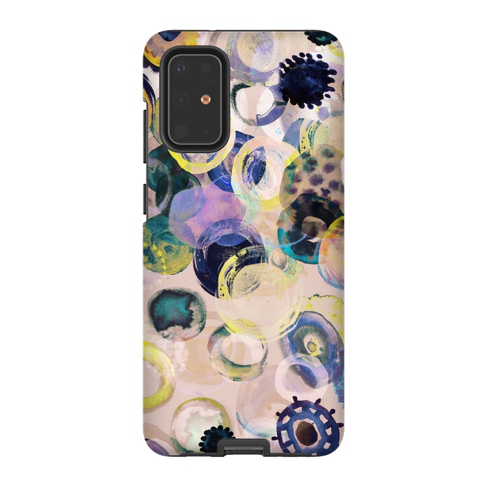 Galaxy S20 Plus StrongFit Colorful playful watercolour dots by Oana 
