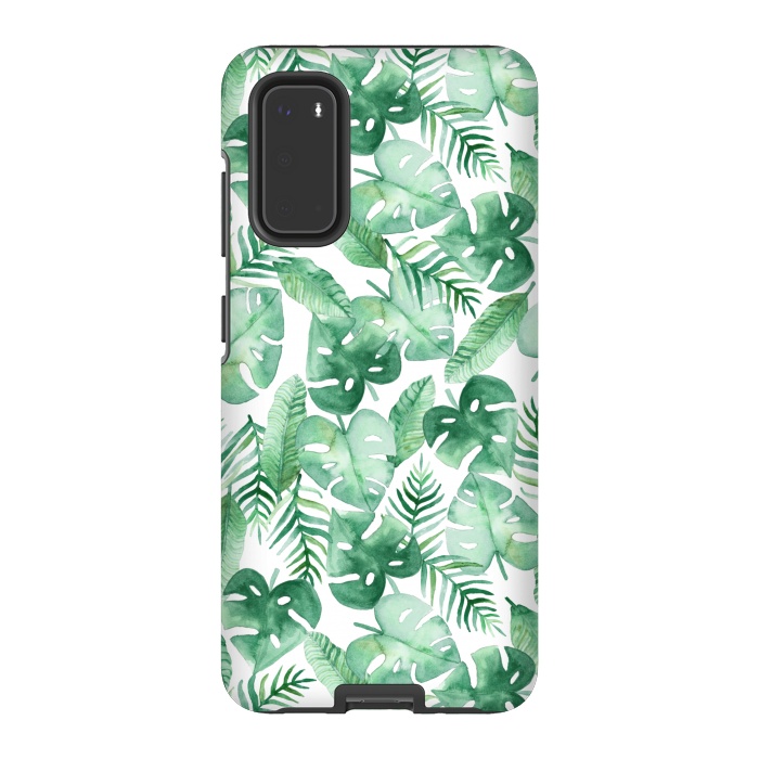 Galaxy S20 StrongFit Tropical Jungle on White by Tangerine-Tane