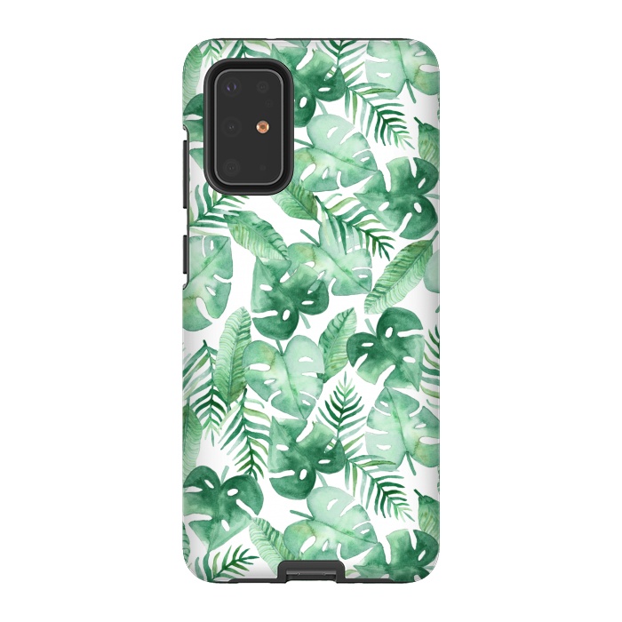Galaxy S20 Plus StrongFit Tropical Jungle on White by Tangerine-Tane