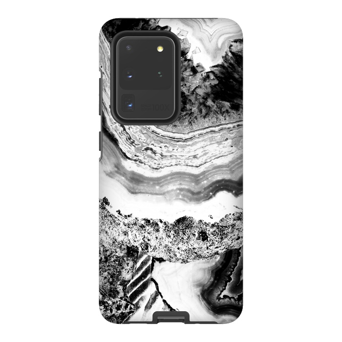 Galaxy S20 Ultra StrongFit Black and white geode marble art by Oana 