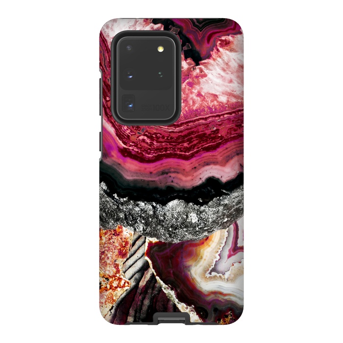 Galaxy S20 Ultra StrongFit Vibrant pink gold agate geode stones by Oana 
