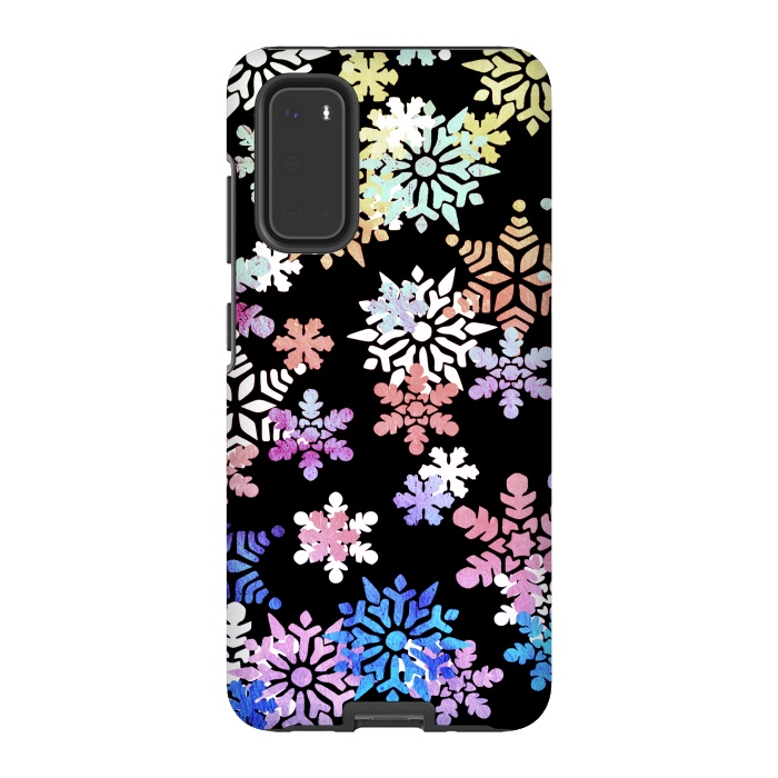 Galaxy S20 StrongFit Rainbow colourful snowflakes Christmas pattern by Oana 