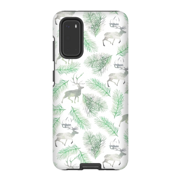 Galaxy S20 StrongFit Deer and pine branches by Julia Badeeva