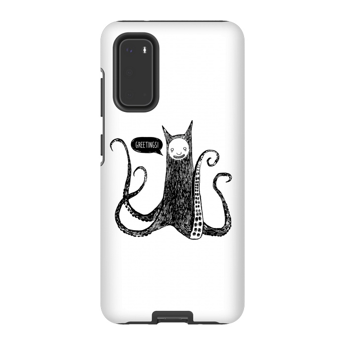 Galaxy S20 StrongFit Greetings from the kraken cat by Laura Nagel
