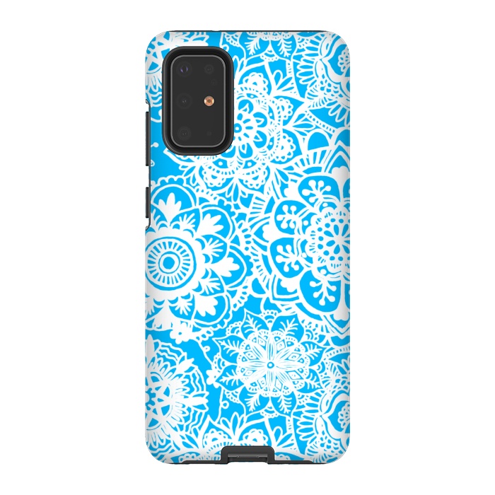 Galaxy S20 Plus StrongFit Blue and White Mandala Pattern by Julie Erin Designs