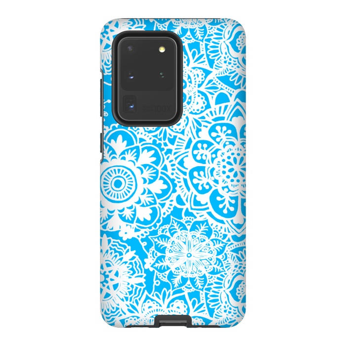 Galaxy S20 Ultra StrongFit Blue and White Mandala Pattern by Julie Erin Designs