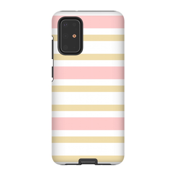 Galaxy S20 Plus StrongFit pink golden stripes pattern by MALLIKA