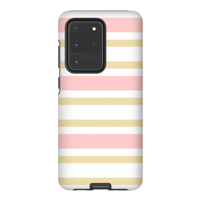 Galaxy S20 Ultra StrongFit pink golden stripes pattern by MALLIKA
