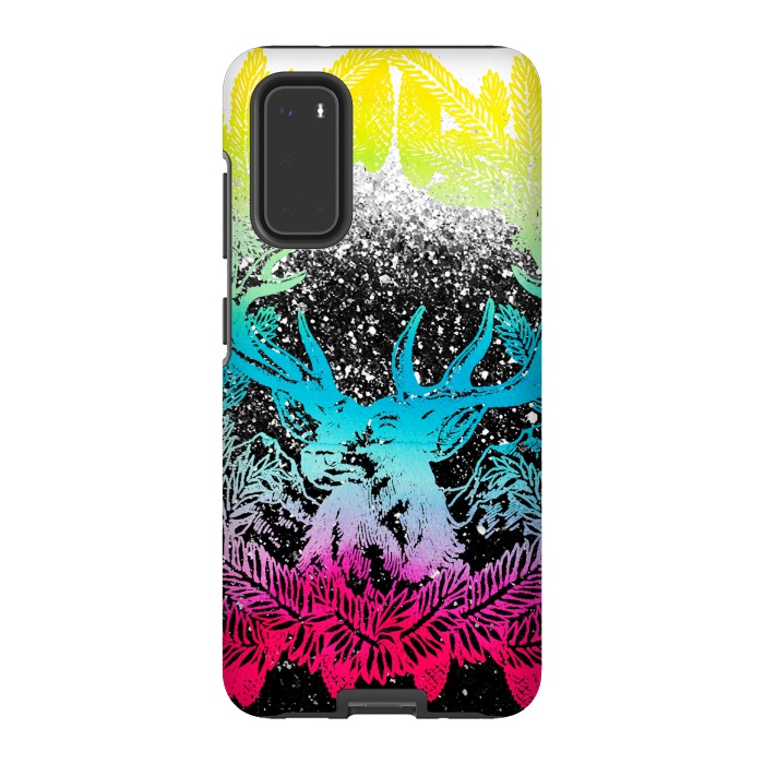 Galaxy S20 StrongFit Gradient reindeer and pine leaves illustration by Oana 