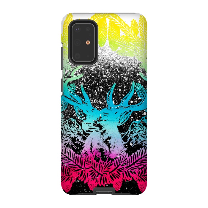 Galaxy S20 Plus StrongFit Gradient reindeer and pine leaves illustration by Oana 