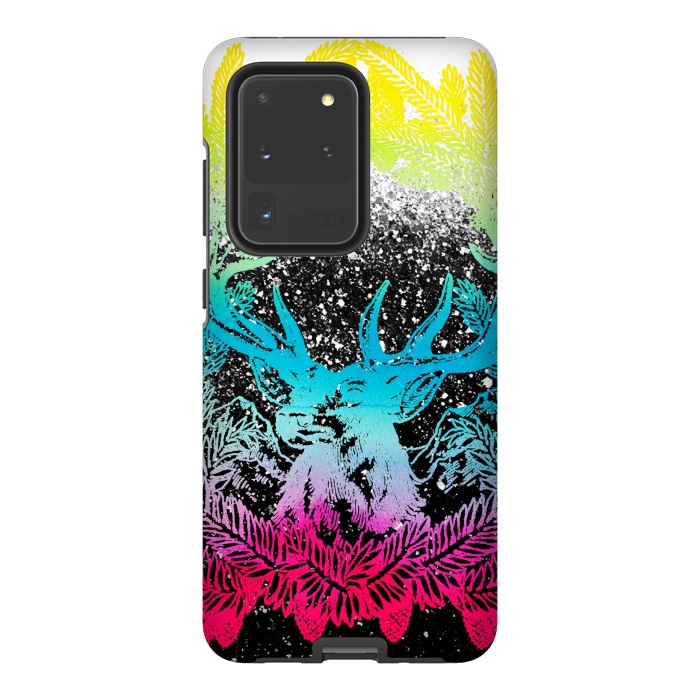 Galaxy S20 Ultra StrongFit Gradient reindeer and pine leaves illustration by Oana 