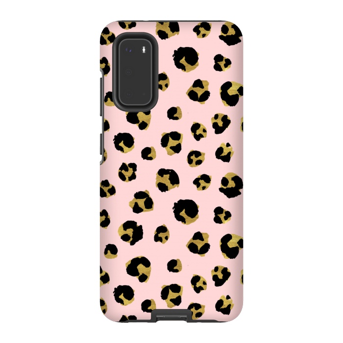 Galaxy S20 StrongFit Pink and gold leopard by Julia Badeeva