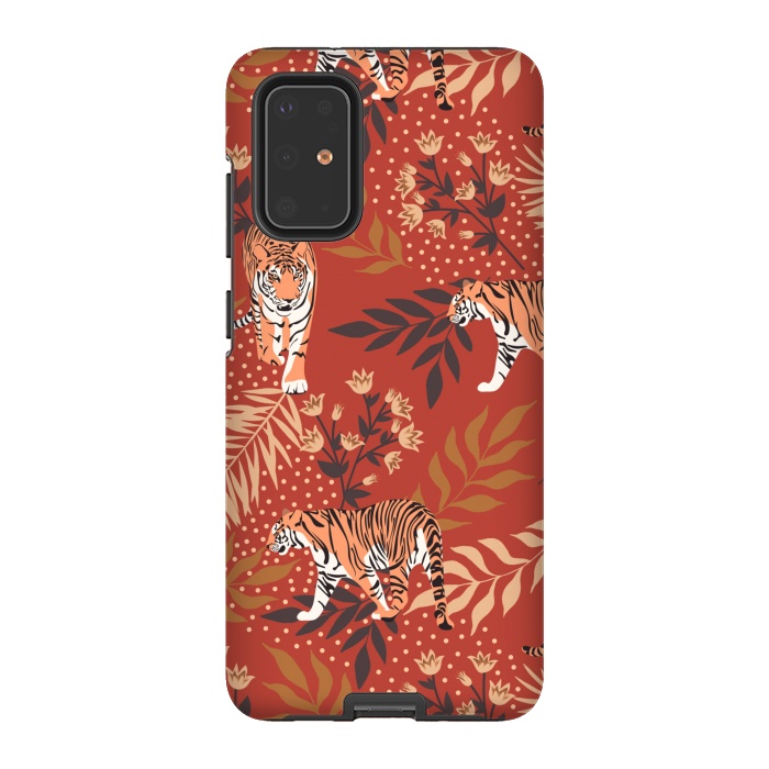 Galaxy S20 Plus StrongFit Tigers. Red pattern by Julia Badeeva