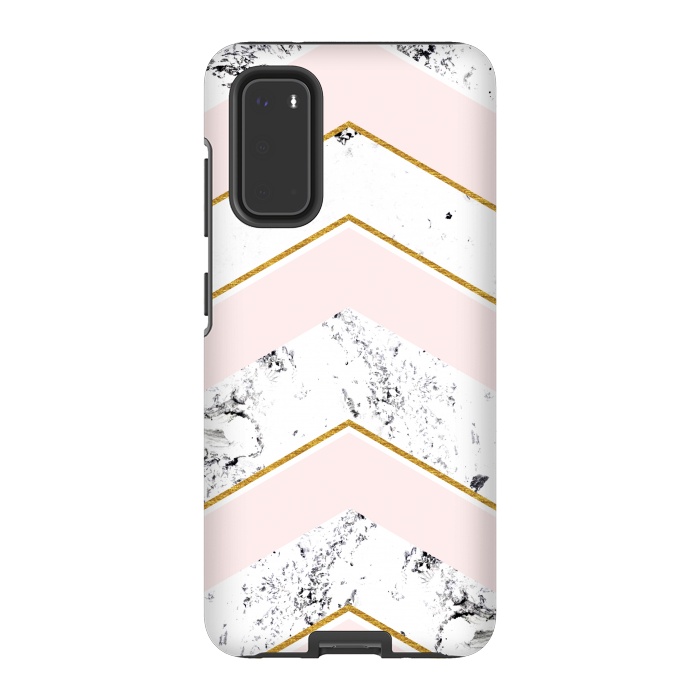 Galaxy S20 StrongFit Marble. Pink and gold by Julia Badeeva